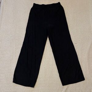 Black Womens Linen Wide-Leg Pants